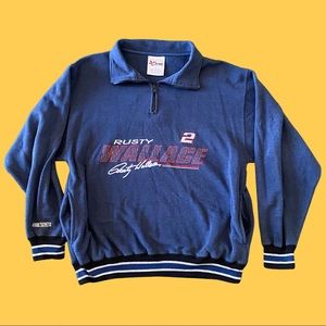 Vintage Nascar Chase Authentics Rusty Wallace Zip Navy Pullover